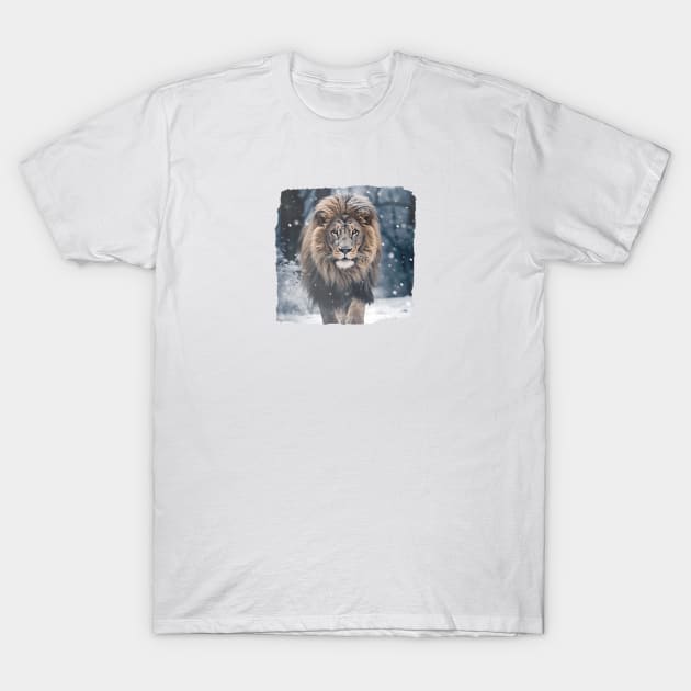 Lion in Winter 01 T-Shirt by Elisabeth Lucas